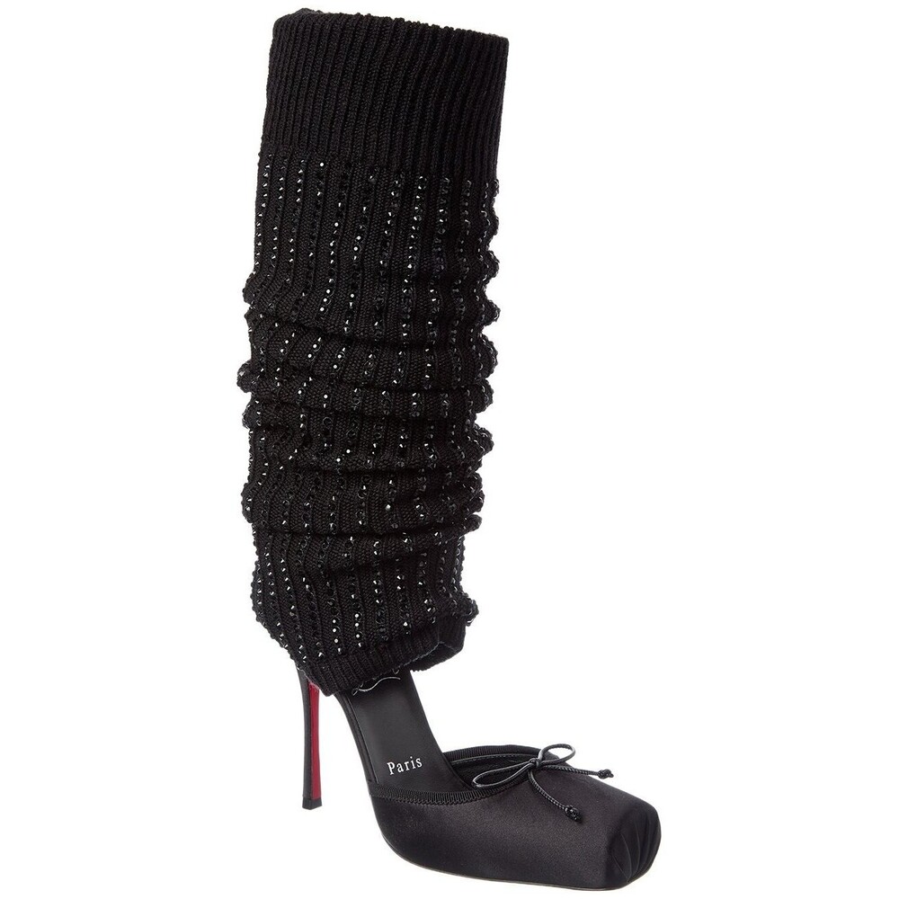 Christian Louboutin Cassia Annmac 100 Satin Satin Leg Warmer Pump Women's Eu 38